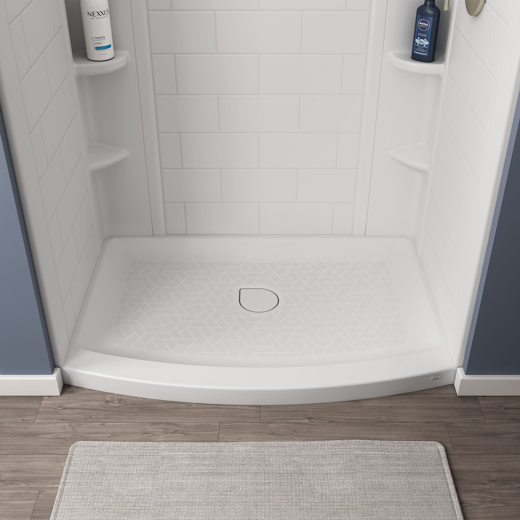 Ovation Curve 48x30 Inch Curved Shower Base With Center Drain Outlet